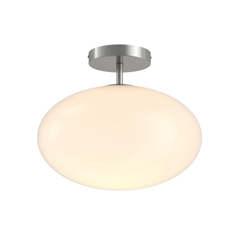 Lindby loftlampe Sonika, Ø 40 cm, nikkelfarvet, glas, E27
