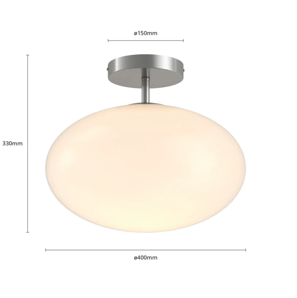 Lindby loftlampe Sonika, Ø 40 cm, nikkelfarvet, glas, E27