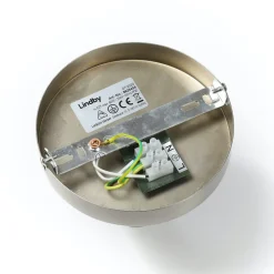 Lindby loftlampe Sonika, Ø 40 cm, nikkelfarvet, glas, E27