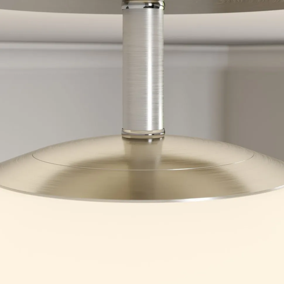 Lindby loftlampe Sonika, Ø 40 cm, nikkelfarvet, glas, E27