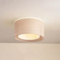 Lindby loftlampe Soula, Ø 40 cm, beige, plast, E27