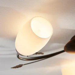 Lindby loftlampe Stefania, 3 lyskilder, Ø 46 cm, sort/guld
