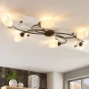 Lindby loftlampe Stefania, 6 lyskilder, sort/guld, 68 cm