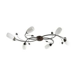 Lindby loftlampe Stefania, 6 lyskilder, sort/guld, 68 cm