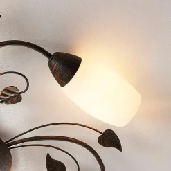 Lindby loftlampe Stefania, 5 lyskilder, sort/guld, Ø58cm