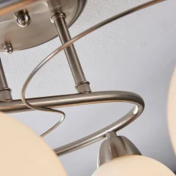Lindby loftlampe Svean, 6 lyskilder, hvid, glas, længde 75 cm