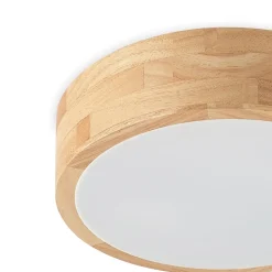 Lindby loftlampe Tanju, Ø 30 cm, 2 lyskilder, egetræ, E27
