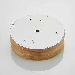 Lindby loftlampe Tanju, Ø 30 cm, 2 lyskilder, egetræ, E27