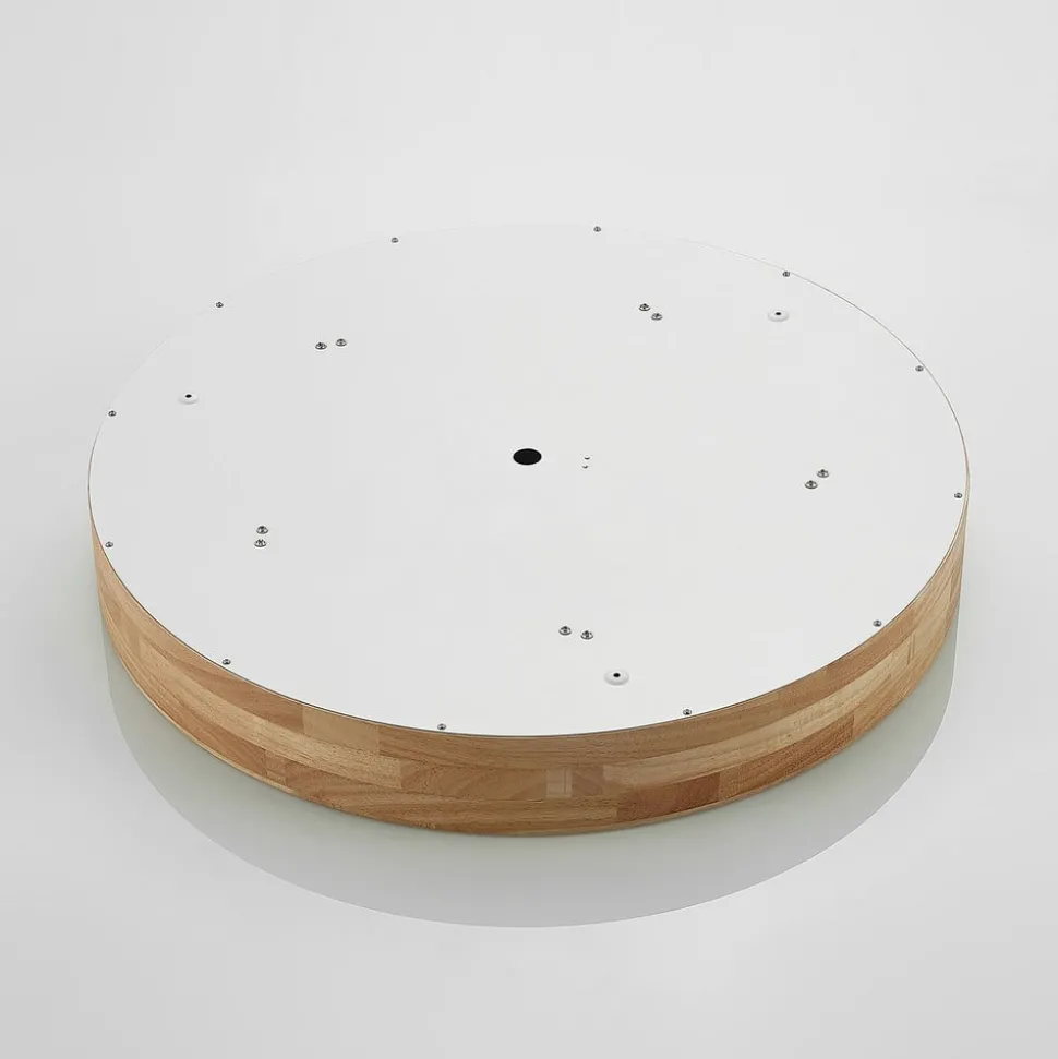 Lindby loftlampe Tanju, Ø 60 cm, 5 lyskilder, egetræ, E27