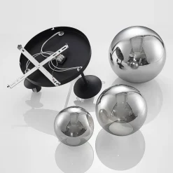 Lindby loftlampe Teeja, smoke, 3 lyskilder, Ø47cm, glas, E27