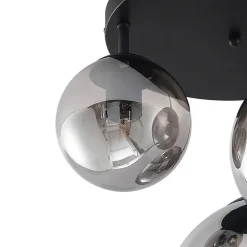 Lindby loftlampe Teeja, smoke, 3 lyskilder, Ø47cm, glas, E27