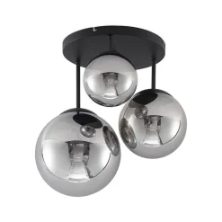 Lindby loftlampe Teeja, smoke, 3 lyskilder, Ø47cm, glas, E27