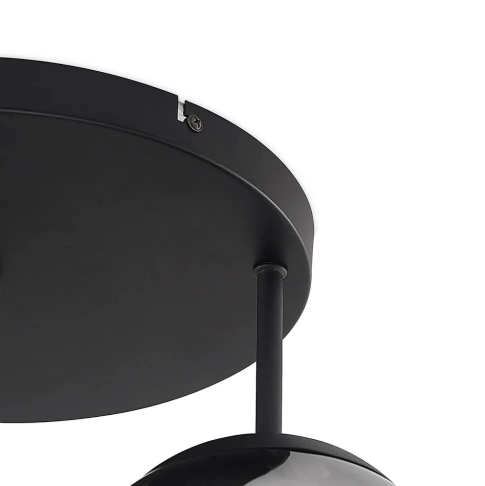 Lindby loftlampe Teeja, smoke, 3 lyskilder, Ø47cm, glas, E27