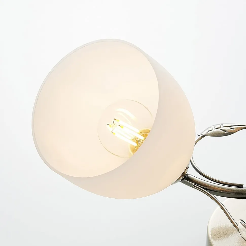 Lindby loftlampe Thaddeus, Ø 44 cm, antik messing, glas