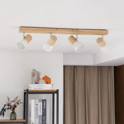 Lindby loftlampe Thorin, 67 cm, 4 lyskilder, hvid, træ, E14