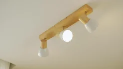 Lindby loftlampe Thorin, 47 cm, 3 lyskilder, hvid, træ, E14
