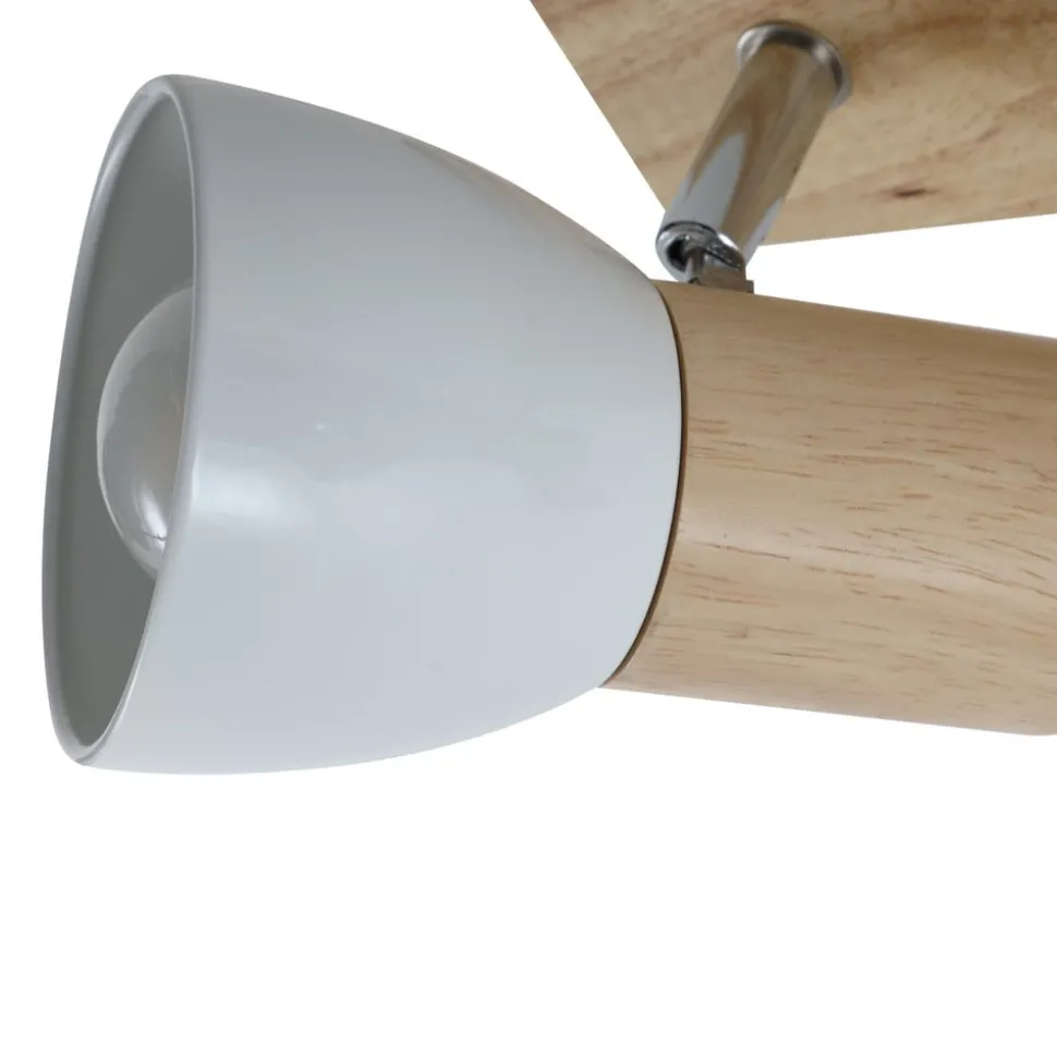 Lindby loftlampe Thorin, 47 cm, 3 lyskilder, hvid, træ, E14