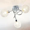 Lindby loftlampe Ticino, Ø 40 cm, krom, glas, metal