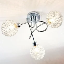 Lindby loftlampe Ticino, Ø 40 cm, krom, glas, metal