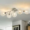 Lindby loftlampe Ticino, 65 cm, 5 lyskilder, metal, glas