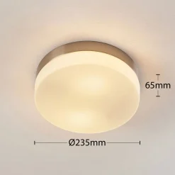 Lindby loftlampe til badeværelset Amilia, Ø 23,5 cm, E27, nikkel, glas