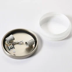 Lindby loftlampe til badeværelset Amilia, Ø 23,5 cm, E27, nikkel, glas