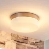 Lindby loftlampe til badeværelset Amilia, Ø 18 cm, E27, nikkel, glas