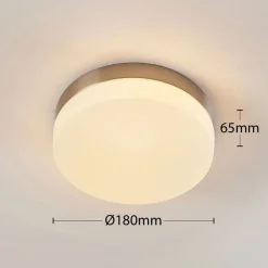Lindby loftlampe til badeværelset Amilia, Ø 18 cm, E27, nikkel, glas