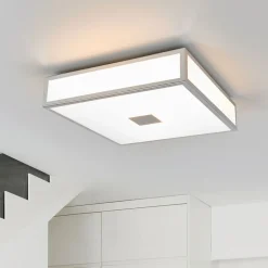 Lindby loftlampe til badeværelset Eniola, 30 cm, hvid/grå, IP44