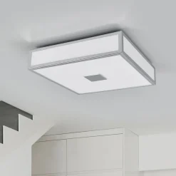 Lindby loftlampe til badeværelset Eniola, 30 cm, hvid/grå, IP44