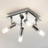 Lindby loftlampe til bad Zela, 32 cm, krom, 4 lyskilder, IP44
