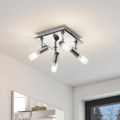 Lindby loftlampe til bad Zela, 32 cm, krom, 4 lyskilder, IP44