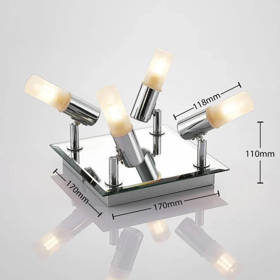 Lindby loftlampe til bad Zela, 32 cm, krom, 4 lyskilder, IP44