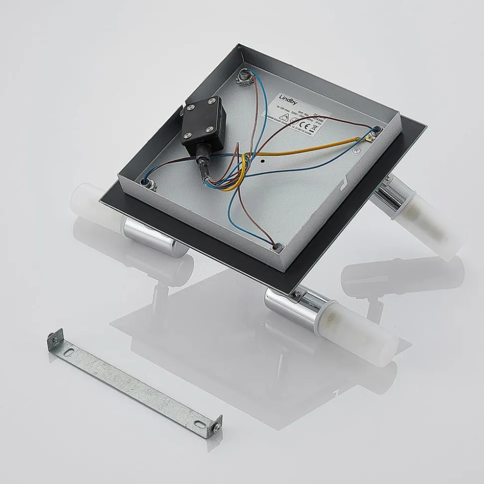 Lindby loftlampe til bad Zela, 32 cm, krom, 4 lyskilder, IP44