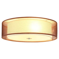 Lindby loftlampe Tobia, brun, tekstil, Ø 50 cm, E27