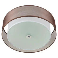 Lindby loftlampe Tobia, brun, tekstil, Ø 50 cm, E27