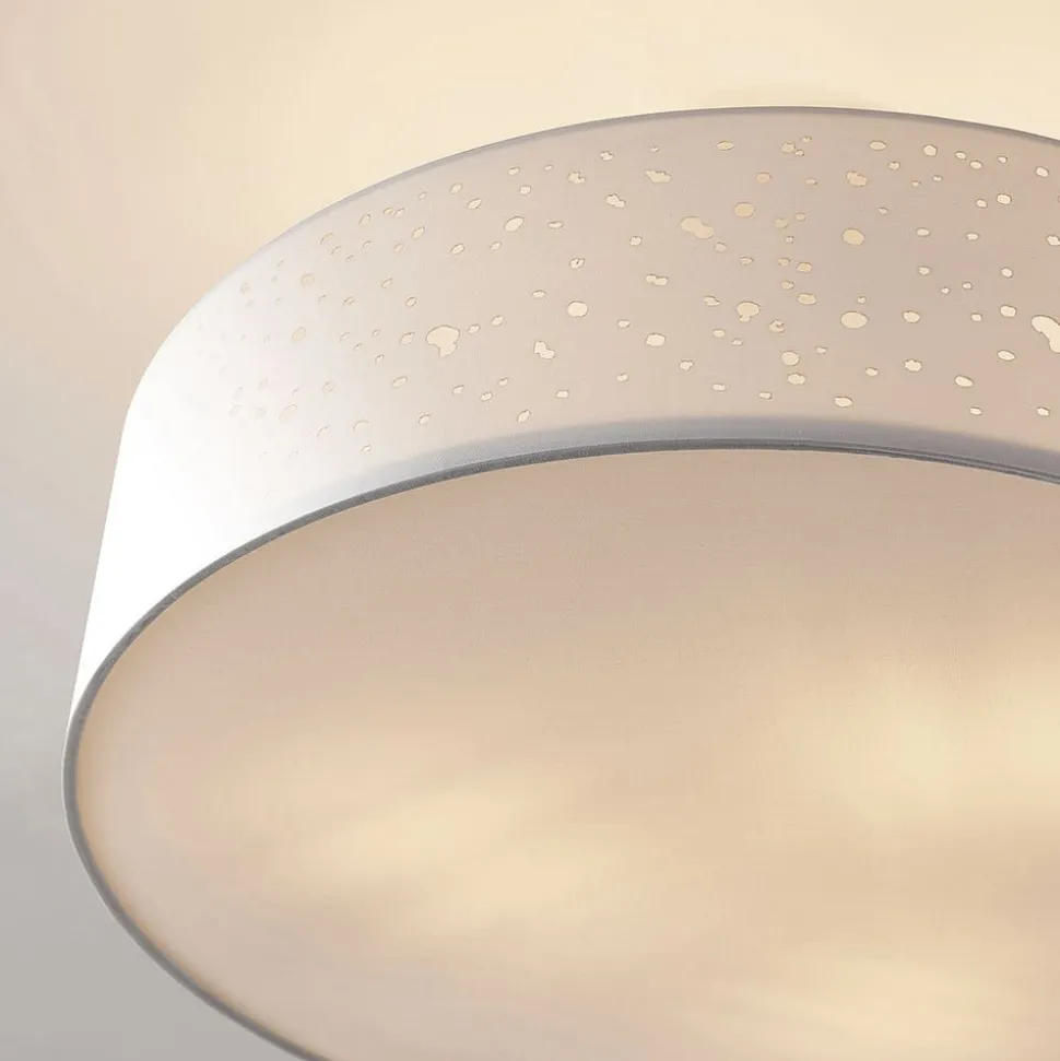 Lindby loftlampe Umma, afstand, hvid, stof, Ø 50 cm, E27