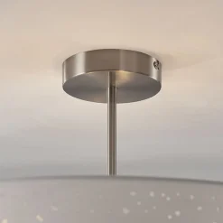 Lindby loftlampe Umma, afstand, hvid, stof, Ø 50 cm, E27