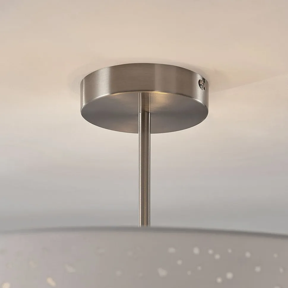 Lindby loftlampe Umma, afstand, hvid, stof, Ø 50 cm, E27