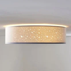 Lindby loftlampe Umma, grå, stof, Ø 50 cm, E27