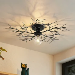 Lindby loftlampe Vetki, Ø 60 cm, sort, 1 lyskilde, metal