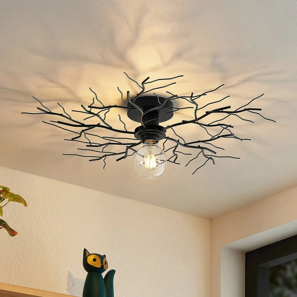 Lindby loftlampe Vetki, Ø 60 cm, sort, 1 lyskilde, metal