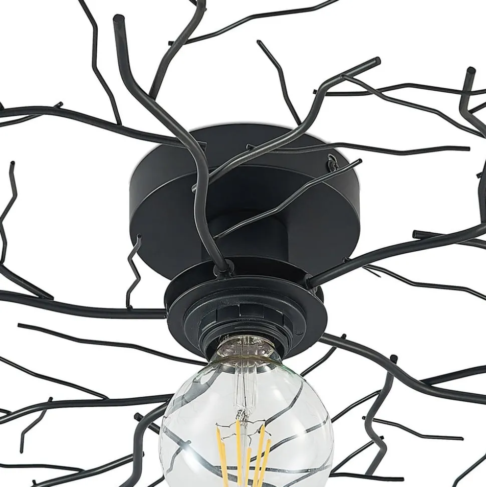 Lindby loftlampe Vetki, Ø 60 cm, sort, 1 lyskilde, metal