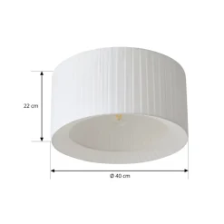 Lindby loftlampe Virelle, hvid, tekstil, Ø 40 cm, E27