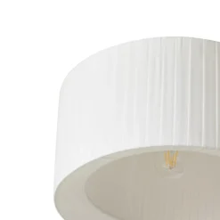 Lindby loftlampe Virelle, hvid, tekstil, Ø 40 cm, E27