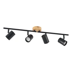 Lindby loftlampe Xiomara, 4 lyskilder, 68 cm lang, træ