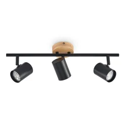 Lindby loftlampe Xiomara, 3 lyskilder, 68 cm lang, træ