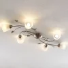 Lindby loftlampe Yannie, 6 lyskilder, 106 cm, nikkel/hvid, glas