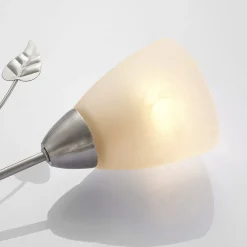 Lindby loftlampe Yannie, 6 lyskilder, 106 cm, nikkel/hvid, glas