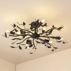 Lindby loftlampe Yos, 8 lyskilder, 85 cm, sort-guld, E14